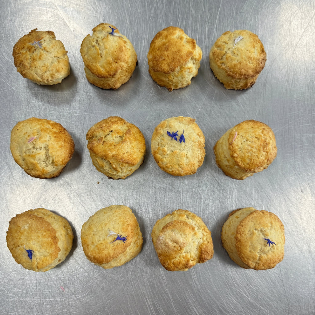 Mini scones with jam and cream