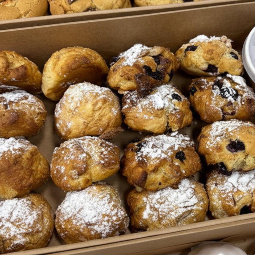 Mini scones with jam and cream